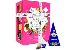 ‎ENGLISH TEA SHOP ETS - Teegeschenk mit Schleife "Klassische Tee Kollektion" | 12 versch. BIO Tee Sorten: Früchtetee, Kräutertee, Grüner & Schwarzer Tee | Geschenk zum Geburtstag Ostern Muttertag | 12 Pyramiden-Beutel