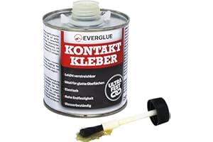 Everglue Kontaktkleber in der Dose mit integriertem Pinsel ist wasserfest, extra stark und elastisch - klebt Schuhsohlen, Leder, Metall, auch geeignet für Schlauchboote und LKW-Planen (250g)