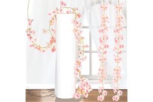 Fyihoxi 2 Stück Kirschblüten Deko, 1.8M Blumengirlande Frühling, 135 Blütenköpfe Rosa Kirschblüten Künstlich, Kunstblumen Hängend blumenwand für Hochzeit Party Haus Garten Bogen Wände