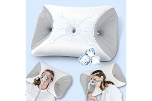 HOMCA CPAP kudde med Minnesskum för Sidosovare, Sömnapnékudde för Alla CPAP-Maskanvändare för Att Minska Luftläckage och Masktryck, 65x40x9/11cm, Med Kylande Örngott