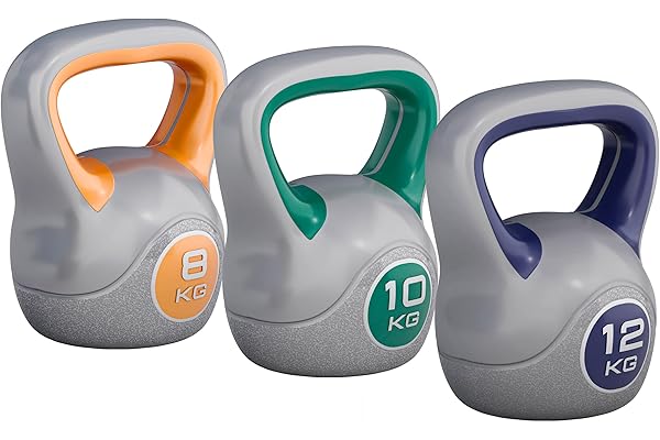 GORILLA SPORTS® Kettlebell - Poids de 2 à 20 kg, Individuel/Ensemble, avec Poignée, Avec/Sans Support, Plastique, en Couleurs - Bouilloire de Poids, Haltère à Boule, Entraînement, Musculation, Fitness