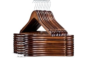 ‎HOUSE DAY HOUSE DAY Holz Kleiderbügel 30 Stück, Walnuss, Glatter Oberfläche Holzbügel, Stabile Bügel mit 360°Drehhaken & Schulterrillen, Massivholz Hanger für Anzüge, Jacken, Hemden & Garderobe