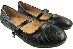 STEPTOES Girls Flat Mary Jane Ballerina Formal School Shoes Buckle Detail Black Size Infant UK 6-2