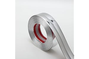 Hungbak Peel and Stick Multifunctional Molding, 3-in-1 Design - Wall Trim & Corner Guards & Caulk Strip Baseboard for Floor, Table and Door Frame (Shiny Silver, 5m x 2cm)