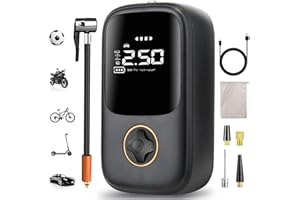 LIEBERWELL Mini Pompe à Air Électrique avec Batterie 5000mAh, Gonfleur de Pneu de Compresseur à air Électrique 150PSI, Pompe à Vélo Portatif avec Écran LCD Numérique Pompe à Pneu pour Moto, Voiture, Balles