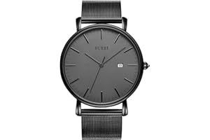 BUREI Ultra Dünne Uhren Herren Analoges Datum Armbanduhr Herren mit Japanisches Quarzwerk, Geschenke für Männer