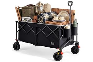 TIMBER RIDGE Festivalvagn på hjul 300L Kompakt hopfällbar strandvagn Campingvagn med bromsar, slitstark trädgårdsvagn Fiskepi