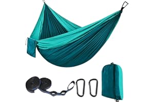 VERNERTH Camping Hammock – Portable Double Hammock 270 x 140 cm, 300kg Load Capacity, with Carabiners & Nylon Straps – Travel Hammocks for Outdoor, Indoor, Garden, Beach, Hiking, Lake Blue​
