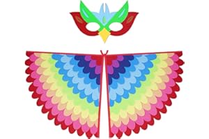 URAQT Alas Disfraz Pajaro Niños, 2pcs Disfraz Niña y Niños con Mascara y Alas de Pajaro, Capa Ropa Pajarito de Fieltro de 3 a 8 Años, Disfraces para Halloween Navidad Cosplay Carnaval Fiesta