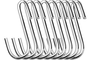 Swatowot Lot de 16 crochets robustes en forme de S de 7,6 cm pour cuisine, salle de bain, chambre à coucher et bureau (lot de 16, moyen, argent)