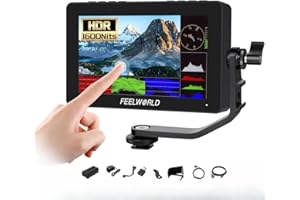 FEELWORLD F5 Prox - Monitor de campo para cámara de 5,5 pulgadas (1600 Nit 4K, 1920 x 1080, DSLR, HDMI, pantalla táctil, IPS, FHD, asistencia de vídeo 5 V, tipo C, incluye brazo de inclinación (F5