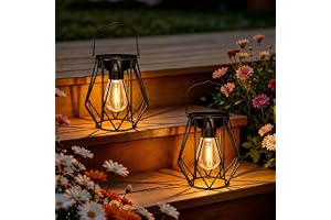 2 stycken utomhus sollykta, IP65 vattentät metall solträdgård, hängande/stående, retro LED sollyktor utomhus för uteplats, te
