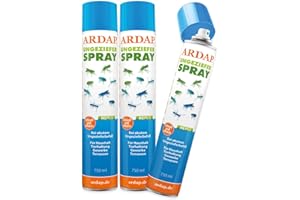 QUIKO ARDAP Repell Ungezieferspray 3x750ml - Insektenspray bei akutem Ungezieferbefall - Abwehrend bei Insektenbefall - Insektenspray Wohnung - Mückenspray - Schädlingsfrei - Wirkt schnell & effektiv (PT19)