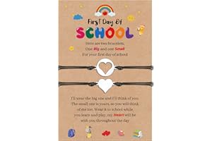 VU100 Back to School Gifts Mother Daughter/Son Bracelets Gifts Heart/Dinosaur Bracelets First Day of School Gifts Separation Anxiety Gift for Girls Boys Granddaughter Grandson