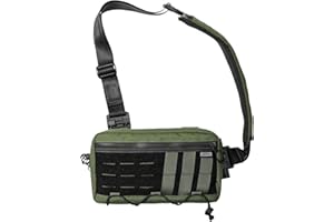 TACTICAL_GEEK Cache L3 EDC Sling Bag Poitrine, Sac bandoulière, Sac à épaule, Nylon CORDURA, Port Pour Voyage, Fermeture éclair YKK, Sac à dos d'épaule Tactique, Sangle Ambidextre de Randonnée Vert