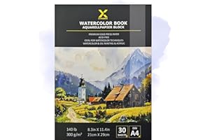 Premium Aquarellpapier Block 300g/m² I 30 Seiten I Künstlerqualität I säurefrei I kaltgepresst – Ideal für Aquarell, Skizzen & Mixed Media (21cmx29cm I Cold Press Aquarell Papier)