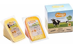 COINGA - PACK GOURMET LOTE 2 QUESOS MAHÓN-MENORCA DOP CON ESTUCHE REGALO - Cuña queso tierno + cuña queso semicurado premiados en los WORLD CHEESE AWARDS