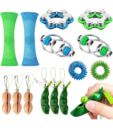 XPEX – Set De 8 Fidget Toys Anti-stress – Métal, Silicone, Acier – Pour Adultes, Enfants, TDAH, Autisme – Noir/Rouge