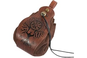MAYTING Pochette à Cordon en Similicuir Médiéval Ceinture Portable LARP Taille Sac Viking Renaissance Cosplay Costume Sac à Main Steampunk Sac à dés pour Hommes Femmes (A)