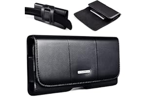 nuoku Leder-Holster für iPhone 14 Max, 14 Pro Max, 13 Pro Max, 12 Pro Max, 11 Pro Max, Xs Max, Gürtelhalter mit starker magnetischer Abdeckung, Gürtelschlaufen, ID-Steckplatz