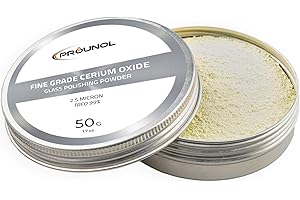 Prounol Ossido di Cerio 50 g - Polvere per Lucidatura di Vetro di Grado fine - TREO 99% - 2,5 Micron