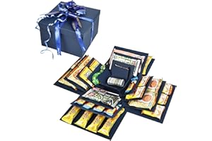 DMJJSD Überraschung Box, 5-lagige Kreative Geschenkbox Explosionsbox, DIY Handgemachte Geschenkbox Überraschungsbox Explosion Box für Weihnachten Geburtstag Jubiläum Valentinstag Hochzeitsgeschenk (Blau)