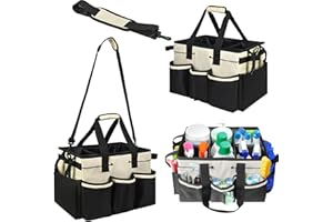 Mocoli Putzmittel Organizer, Tragbar Putztasche Pferd Putztasche mit Schultergurten Große Kapazität Putzwagen Putzmittel Aufbewahrung für Haus Auto und Badezimmer 38x25.5x23cm