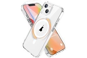 ORETECH Coque pour iPhone 13 Mini - Coque Magnétique iPhone 13 Mini avec 2 Verre Trempé Protection écran Anti Rayures Protection Militaire Coque iPhone 13 Mini Mag-Safe 5.4 Pouces Transparent