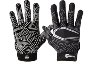 Cutters Game Day Football Glove, Recipient Gloves, Ultra Sticky Grip, Youth and Adult Sizes (1 Pair)