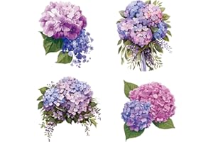 GORGECRAFT 4 Stili Adesivi per Finestre Ortensia Primavera Estate Fiori Viola Vetrofanie Decorazione Vetrofanie Avviso Floreale su Entrambi I Lati Aggrapparsi per Porta Scorrevole Prevenire 16x16cm