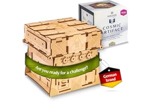 INSCAPE Cosmic Artifact Cluebox – Nivel 5 muy difícil – Caja rompecabezas de madera – Puzzle Box – Escape Room Juego Adultos – Juegos de ajos – Rompecabezas de madera 3D – Juegos de pensamiento