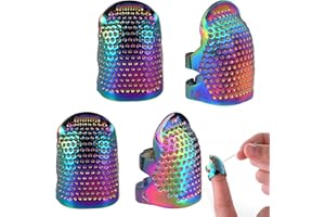 KKVOGMLE 4 Pcs Sewing Thimble, Metal Sewing Needle Hand Protector, Different Models Metal Sewing Thimble, Adjustable Finger Shield Ring, Durable and Sturdy Fingertip Thimble for Knitting Hand DIY Projects