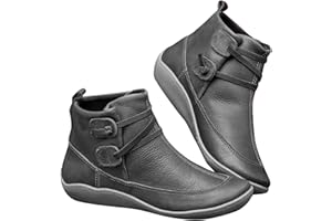 Generisch Stivaletti da donna per autunno e inverno, in pelle PU, impermeabili, comodi, antiscivolo, medievali, da ciclismo, da donna, traspiranti, morbidi