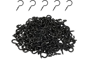 Jinsion 200 Pezzi Ganci a Vite, Occhielli a Vite Aperti, Ganci Legno, Nero Avvitabile in Metallo