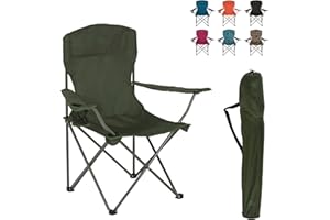 Highlander Camping Chair - Compact & Lightweight Folding Chair, 2.2kg, Portable Chair for Outdoors, Durable Steel Frame Arm Chair with Cup Holder