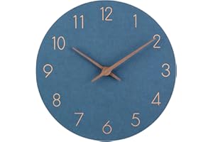 NESIFEE Orologio da Parete Silenzioso, Moderno e Minimalista, Orologio Cucina, Legno Orologio Parete Senza Cornice da 30CM Con Movimento al Quarzo per Soggiorno, Cucina, Blu