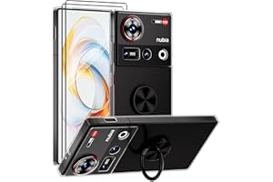 ANFAIRLACE Funda Compatible con ZTE Nubia Z70 Ultra, Anillo 360 Magnético Soporte Carcasa Transparente Clear Silicona Cover Case, Negro