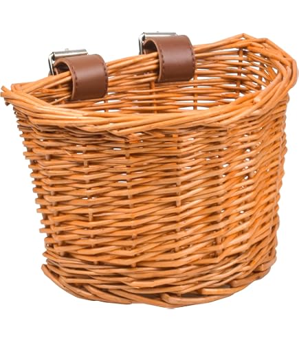 Panier En Vimini Pour Vélo - Dimensions 36x30x19 Cm, Couleur Naturelle, Sans Crochets, Neuf