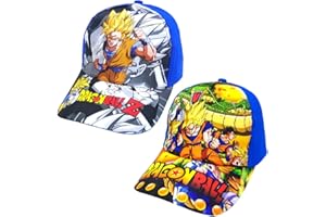 FYDZBSL Goku Gorra de Béisbol, 2 Piezas Goku Baseball Cap Dibujos Animados Protección Solar Sombrero Gorra Goku Sombrero Deportivo Gorra Infanti Ajustable Regalos para Niños