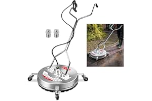 GENERIC Pressure Washer Surface Cleaner 51cm/20in, Heavy-Duty Stainless Steel Jet Wash Patio Cleaner Attachment for Brick Wood Tile Stone Concrete, 4 Wheels & Dual Handles Rotary Surface Cleaner