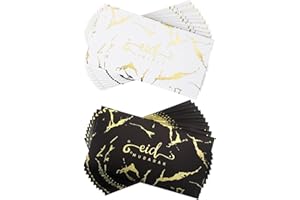 FACCITO 20 Pcs Enveloppes Aïd Moubarak Enveloppes d'Argent Ramadan Eid Enveloppes Cadeaux Musulmanes 2 Styles Enveloppes Aïd Enveloppe de Mosquée pour Cérémonie Bureau École(Elégant, Blanc, Noir)