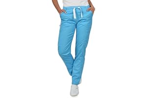 B-well Dante Pantalon Médical Femme/Homme avec 5 Poches Unisexe Pantalon d'uniforme Unisexe avec Taille Moyenne et Ceinture élastique et Poches arrières Vêtements Médicals