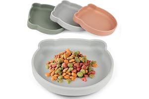 WUBUSHAN Katzennapf Flach, Silikon Katzen Napf, Katzennäpfe Mit Saugnapf, Futterschüssel Katze, Katzenfutter Wasserschale für Hunde Katzen Hasen, Katzenteller für Trockenfutter und Nassfutter