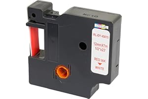 PRESTIGE CARTRIDGE Nastro per Etichette compatibile per Dymo 45015 S0720550 Rosso su Bianco 12mm x 7m per DYMO LabelManager 160 210D 220P 260P 280 360D 420P 450D 500TS PnP MobileLabeler LabelPoint LabelWriter 450 Duo