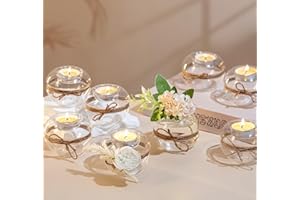 NUPTIO 8 Pezzi Portacandele in Vetro Chiaro Candela Riscaldatore Piatto, 2 Generi di Uso Portacandele Votiva, Decorazione da Tavolo per Matrimonio, Festa, Aromaterapia, Spa