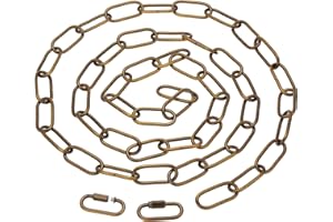 PATIKIL 1pcs 1.82m Cadena de Eslabón, Cadena de Hierro de Colgante de Iluminación con 2 Conectores de Bloqueo de Tornillo para Canastilla de Plantas Lámparas Colgantes Bronce Dorado