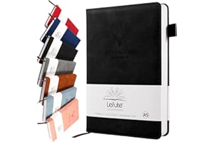 Lefute Notebook A5, Journal A5 Notebook Notepad Note book, 360 Pages Hardcover Journal Notebooks with Pen Loop for Office School Home Business Writing & Note Taking, Black