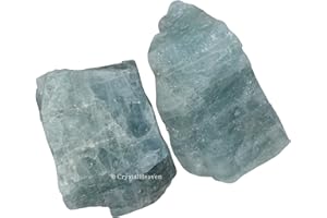 Aquamarine Crystal Healing Rough Stone, Natural Raw Crystals for Manifestation, Meditation and Reiki Healing (2 Pieces)