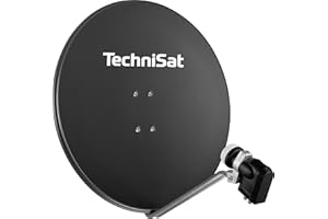 TechniSat SATMAN 850 PLUS - Satellitenschüssel mit LNB (85 cm Sat Anlage mit Masthalterung und 40mm Universal-Quattro-LNB, Multischalter wird benötigt) grau