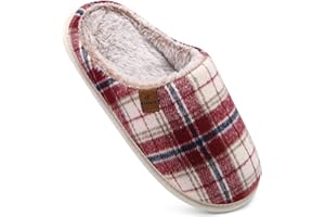 COFACE Mens Memory Foam Slippers Slip On Warm Fluffy House Indoor/Outdoor Shoes With Anti-skid Sole